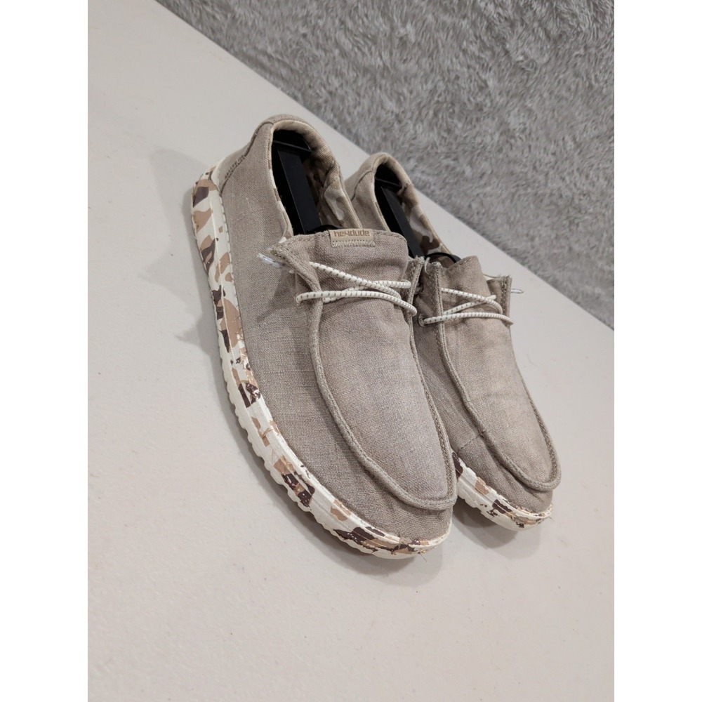 Hey Dude Womens Wendy Lace Up Loafers Slip On Tan/Camo Sz 7